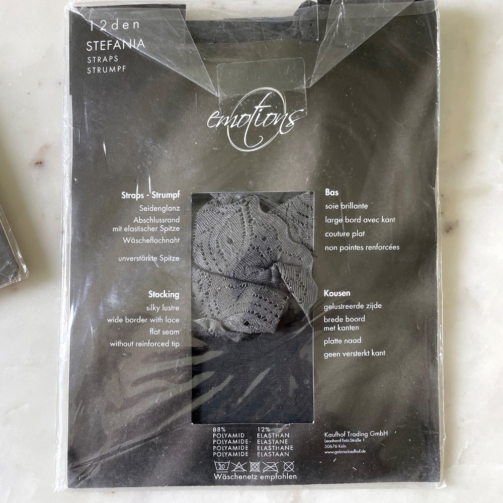 Silky Lace Top Garter Style Stockings in Anthracite | Dark Gray - Picture 4 of 10